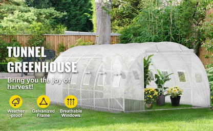 20x10x7/15x7x7 ft Tunnel/Greenhouse w/Galvanized Steel Hoops