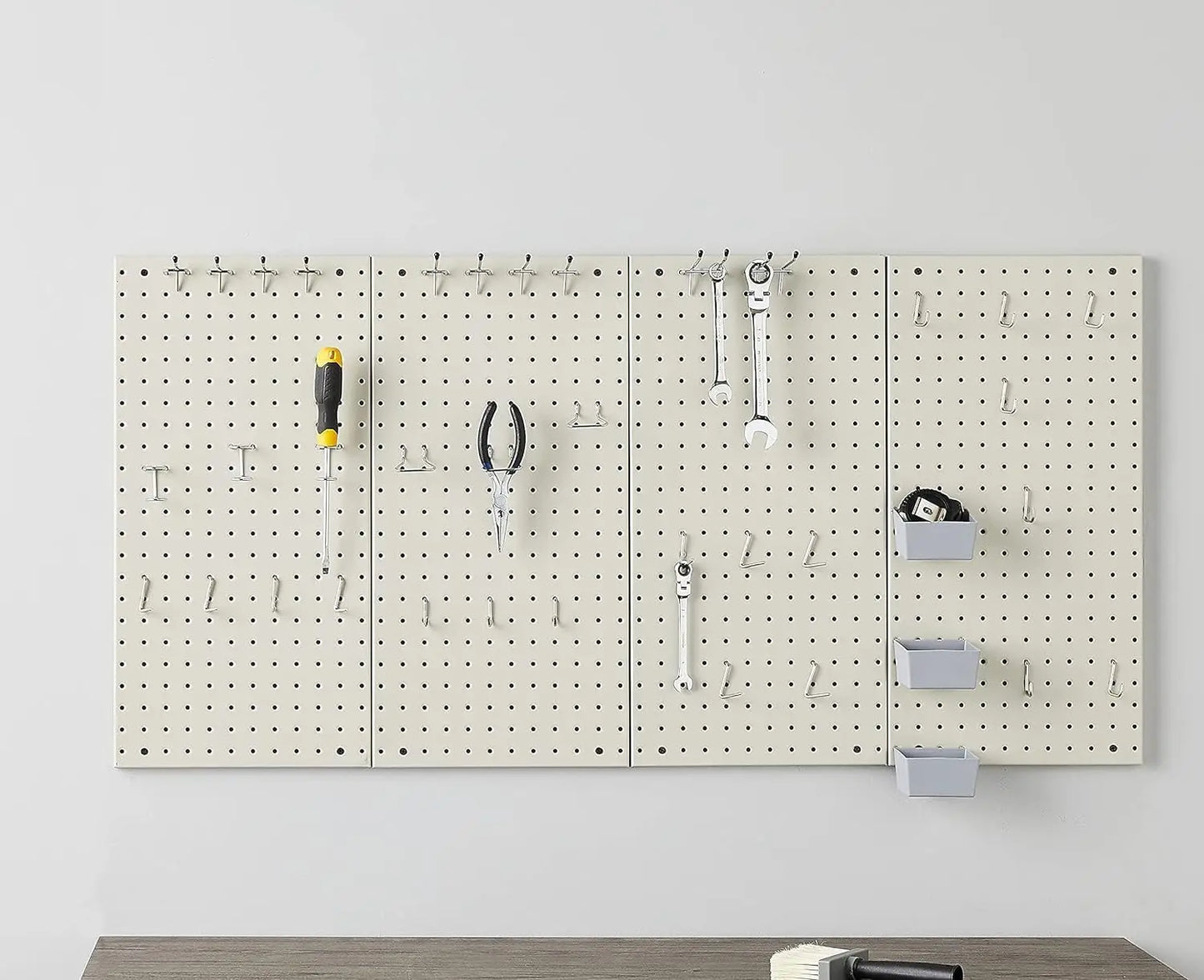 48-Piece Gray Metal Pegboard Kit for Wall Storage, Rust & Scratch Resistant