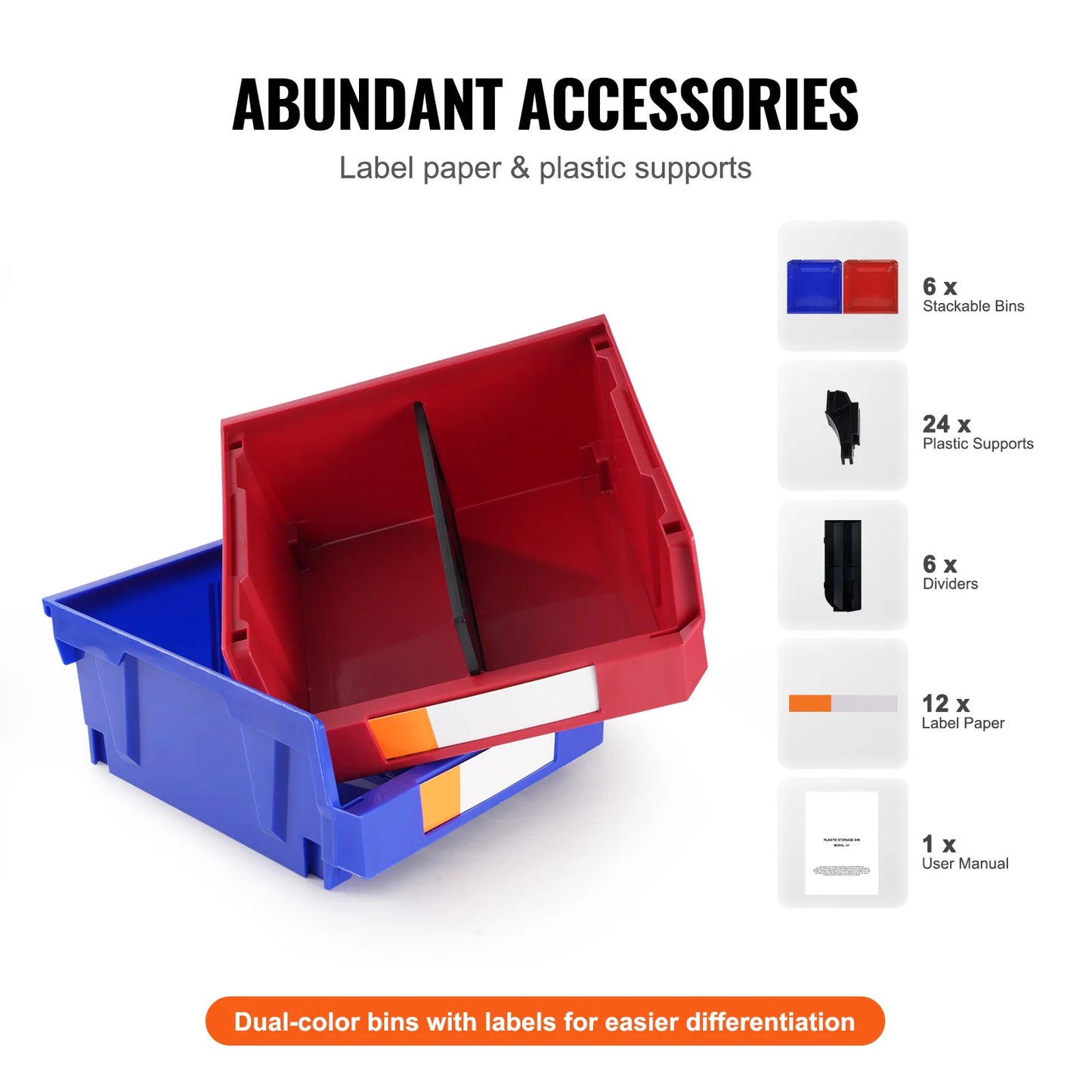 Organizer Bin Stacking Containers for Garage/Office-6pcs Garage Storage Bin