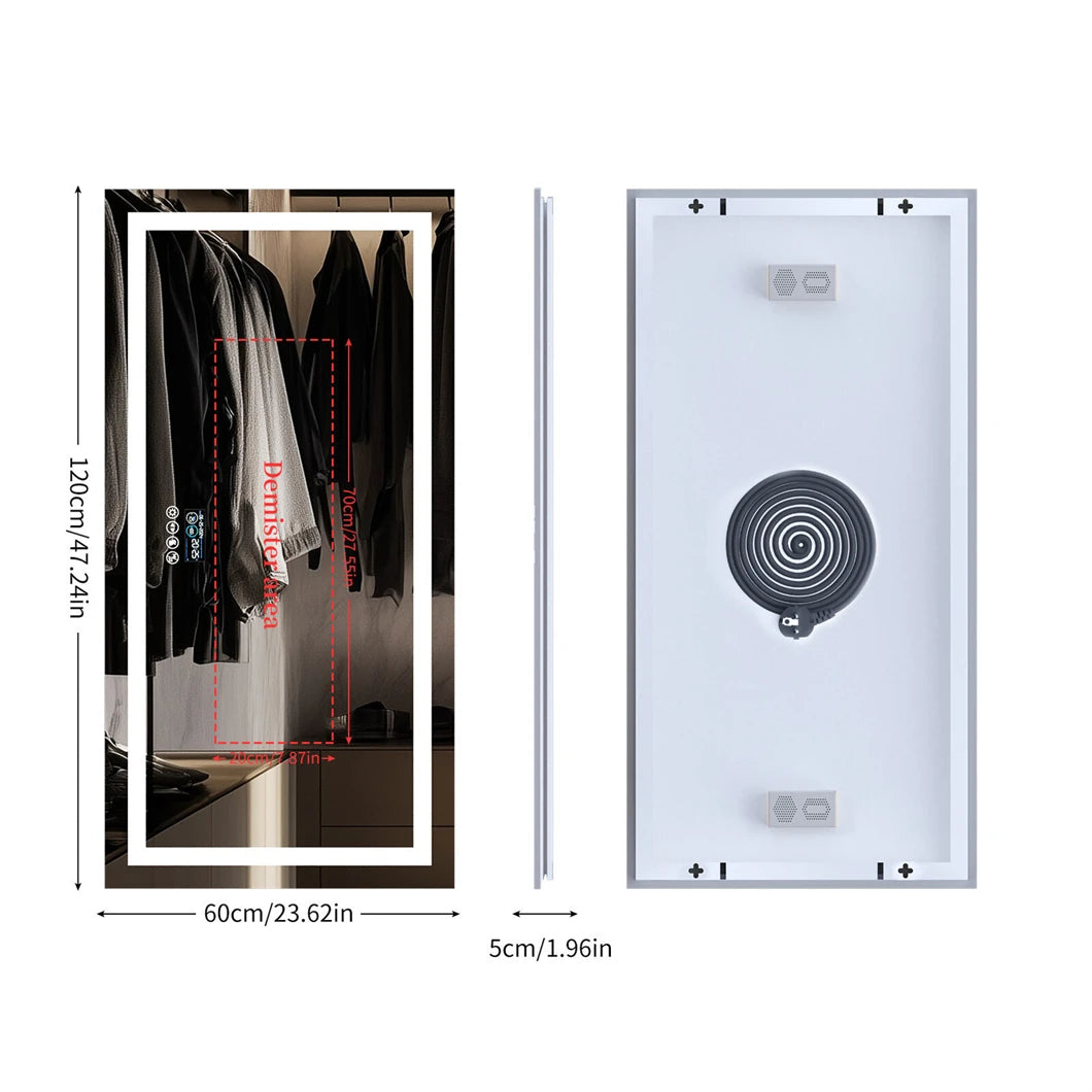 XXL Smart LED Wall Vanity Mirror Bluetooth Digital Display