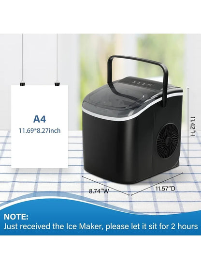 Ice Maker for Countertop, 6 Mins 9 Ice Cubes, 26lbs Ice/24H, Self-Cleaning,
