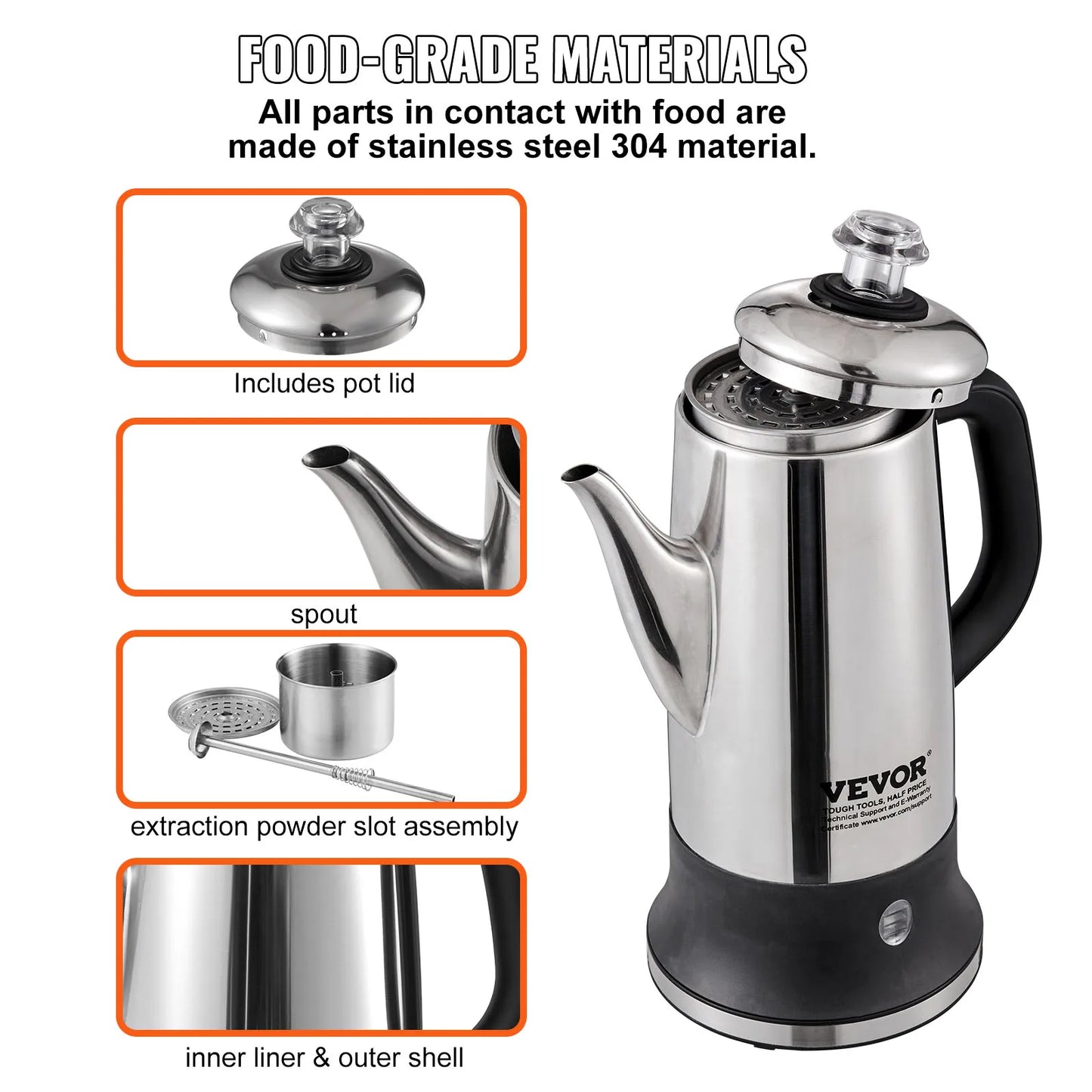 12-Cup Electric Percolator Coffee Pot w/ Keep Warm Function