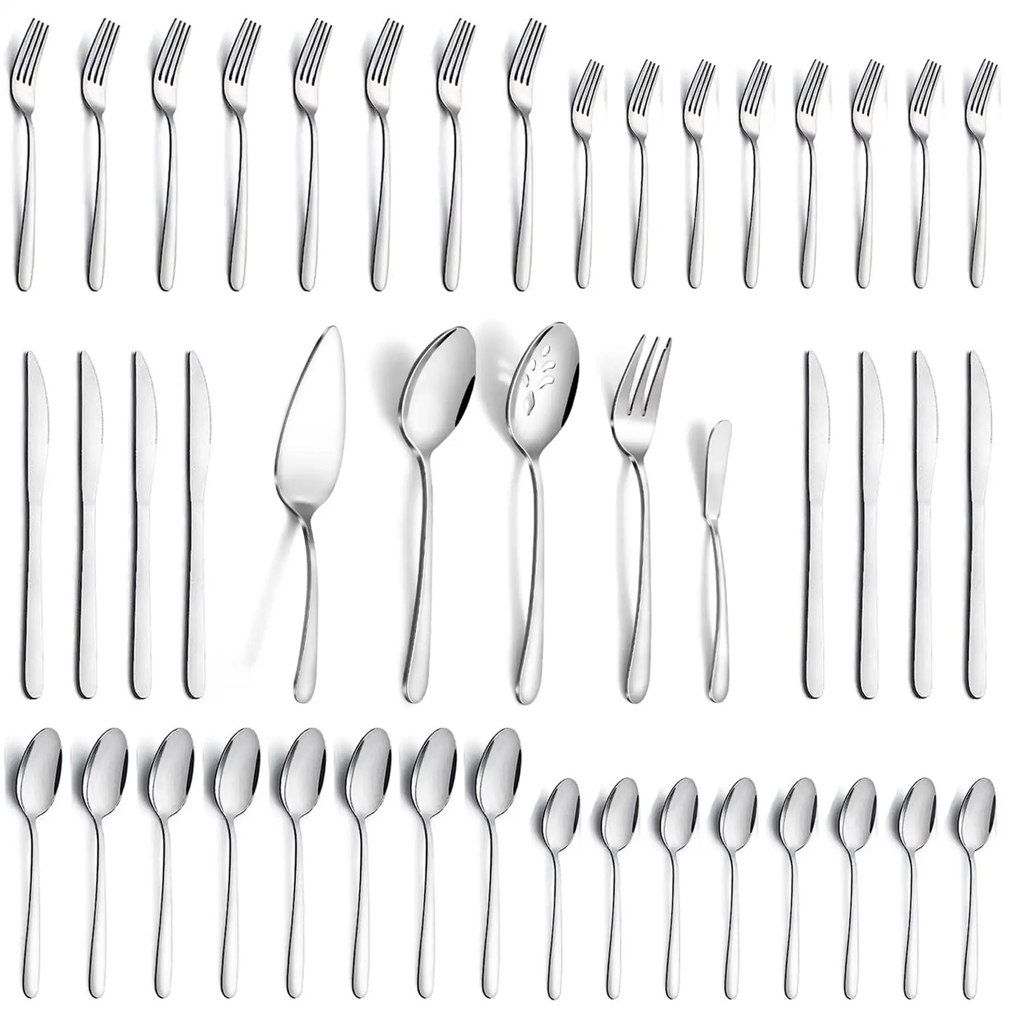65 Pcs Stainless Steel for 12, with 5 Piece Serving Set