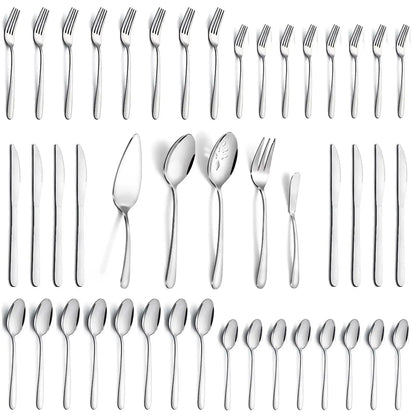 65 Pcs Stainless Steel for 12, with 5 Piece Serving Set