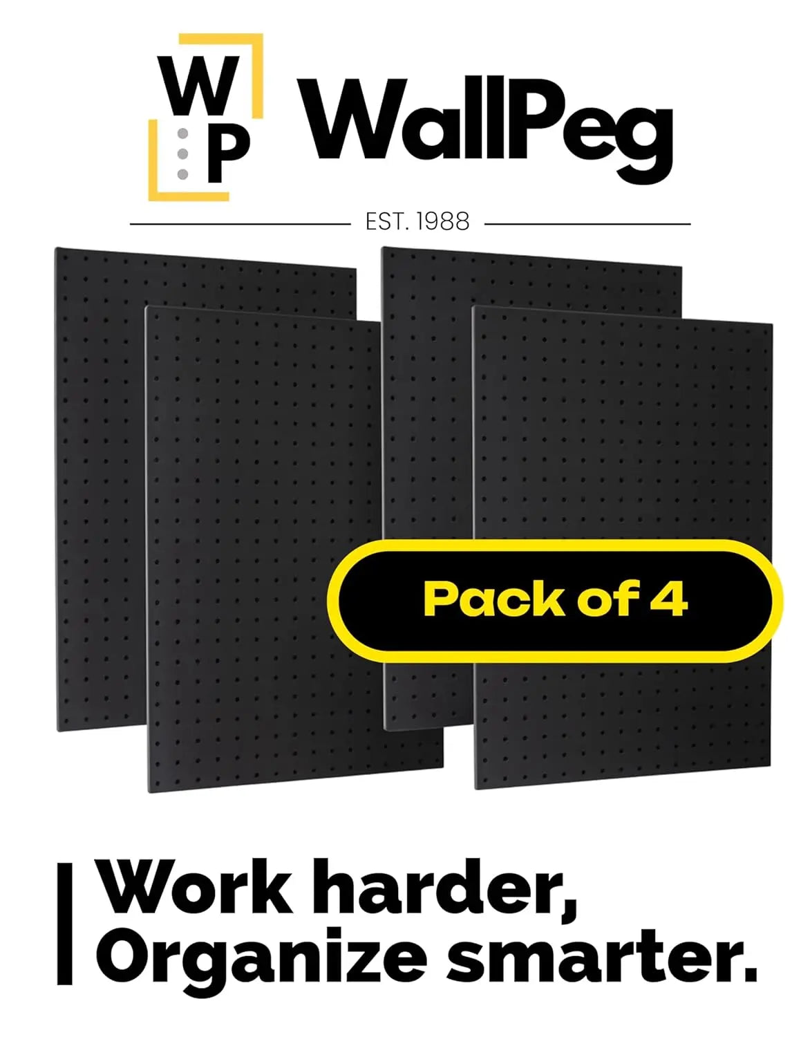 4-24x16 Inch Pegboard Panels, USA-Made Wall Organizer