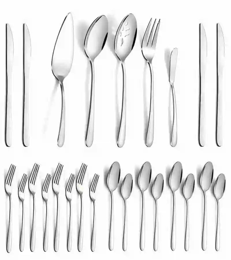 65 Pcs Stainless Steel for 12, with 5 Piece Serving Set