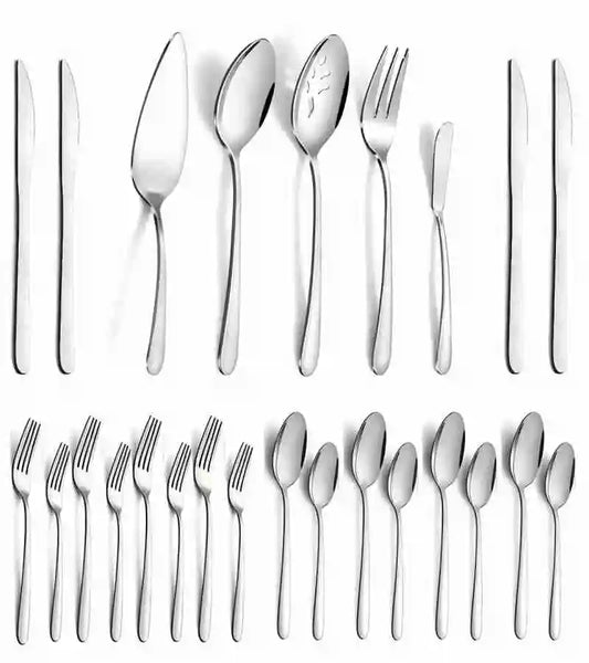 65 Pcs Stainless Steel for 12, with 5 Piece Serving Set