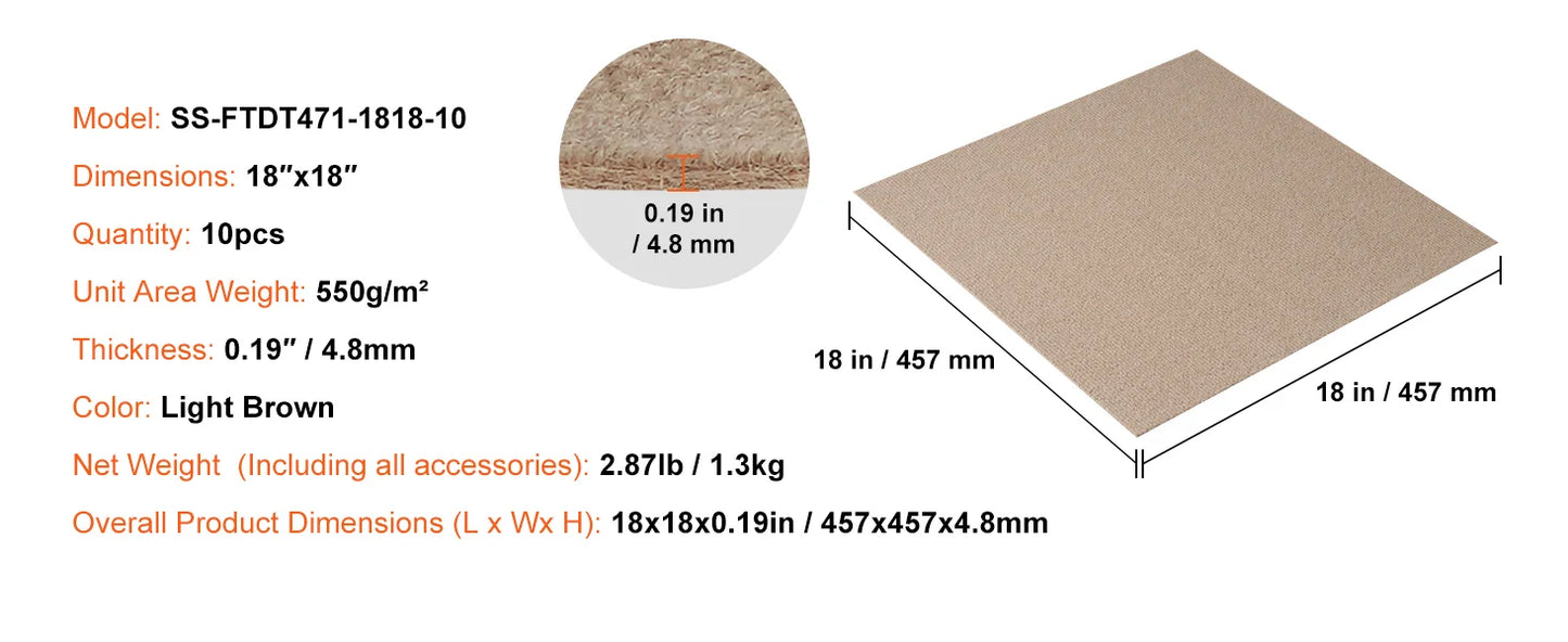 Carpet Tiles Peel & Stick Self Adhesive Carpet-Indoor/Outdoor
