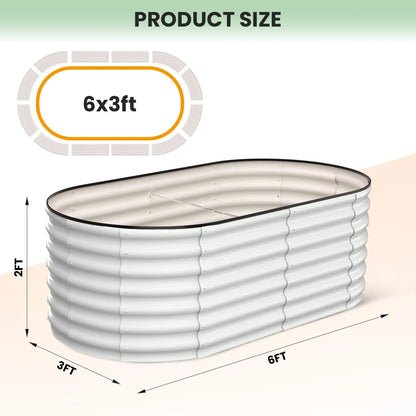 2-Pack Oval Galvanized Steel Raised Garden Bed- Open Base/Safety Edge