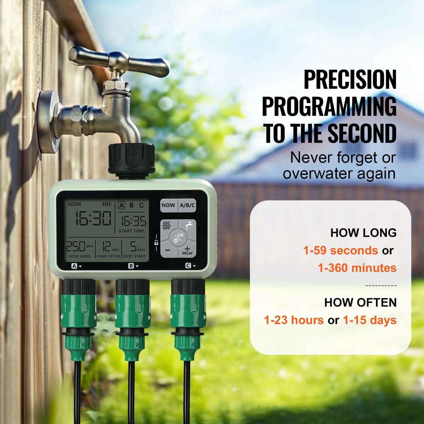 3 Outlets Hose-3 Independent Watering Zones- Watering Sprinkler Timer
