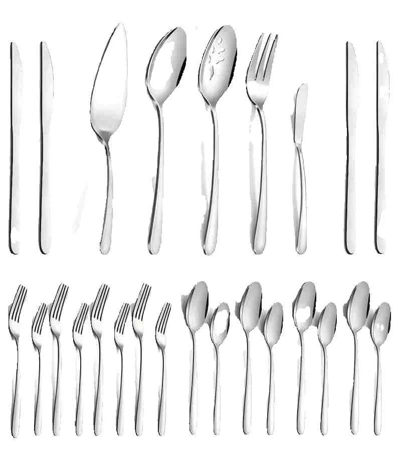 65 Pcs Stainless Steel for 12, with 5 Piece Serving Set