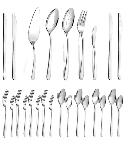 65 Pcs Stainless Steel for 12, with 5 Piece Serving Set