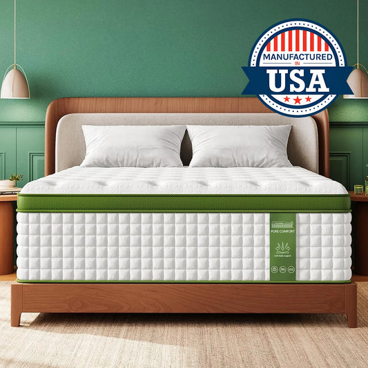 12-14'' Hybrid Mattress, Full/King/Queen Size Mattress , Gel Memory Foam & Pocket Springs