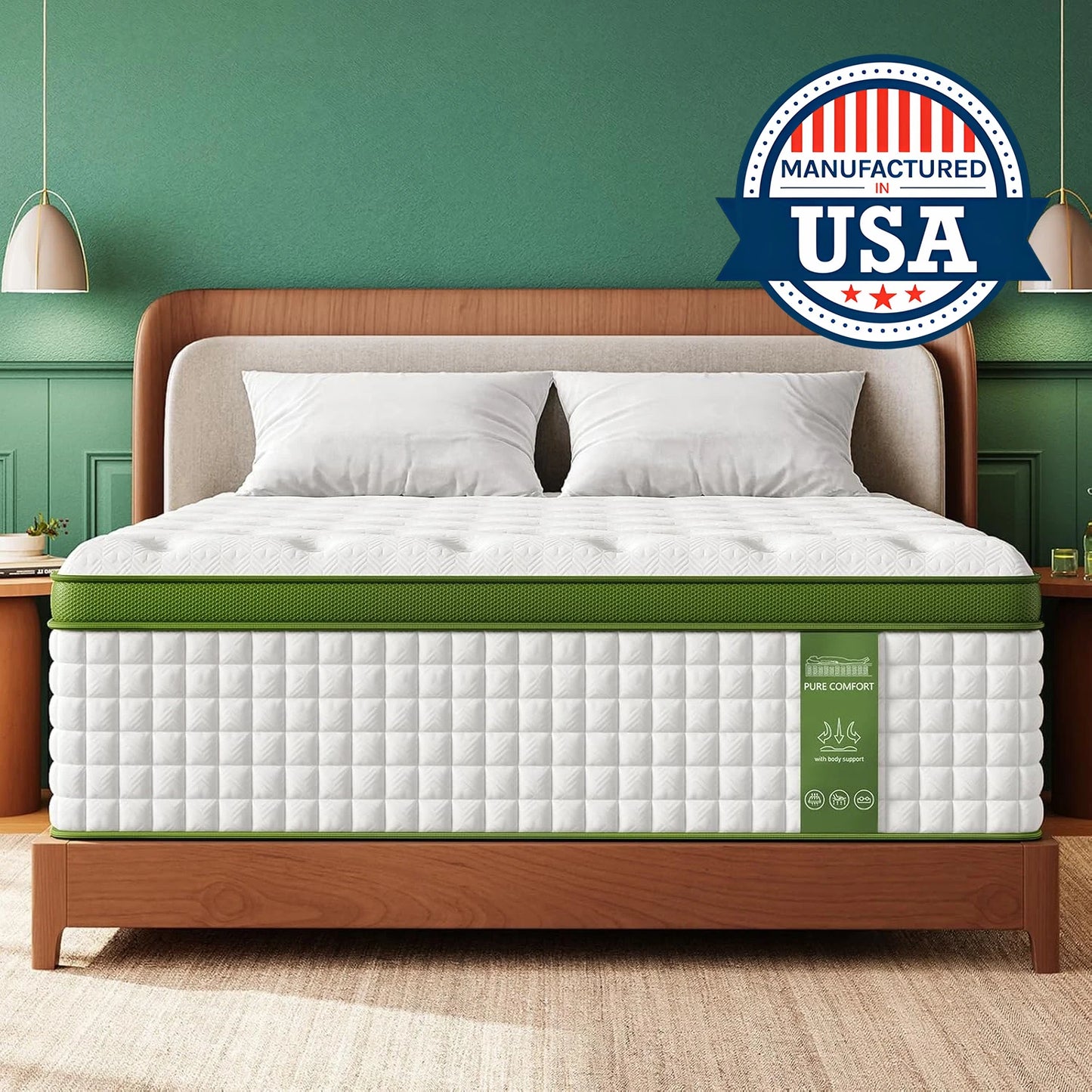 12" Hybrid Mattress, Full Size Mattress , Gel Memory Foam & Pocket Springs