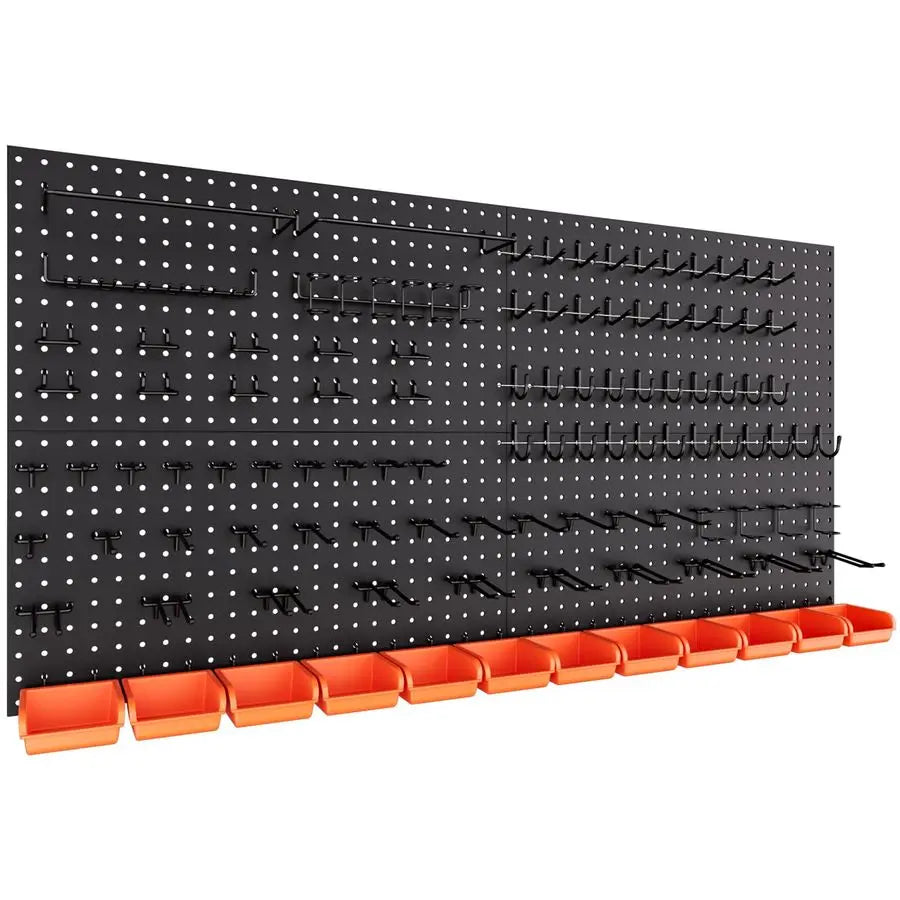 Metal 4PCS Pegboard Panels and 156PCS Black Pegboard Wall Organize