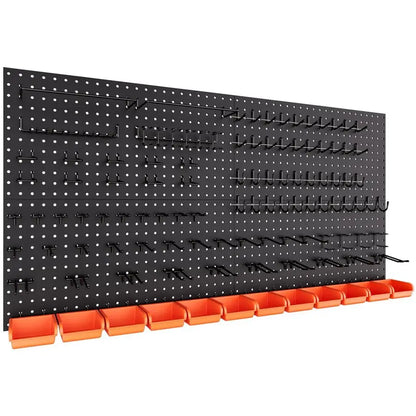 Metal 4PCS Pegboard Panels and 156PCS Black Pegboard Wall Organize