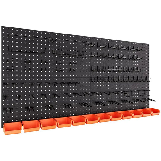 Metal 4PCS Pegboard Panels and 156PCS Black Pegboard Wall Organize