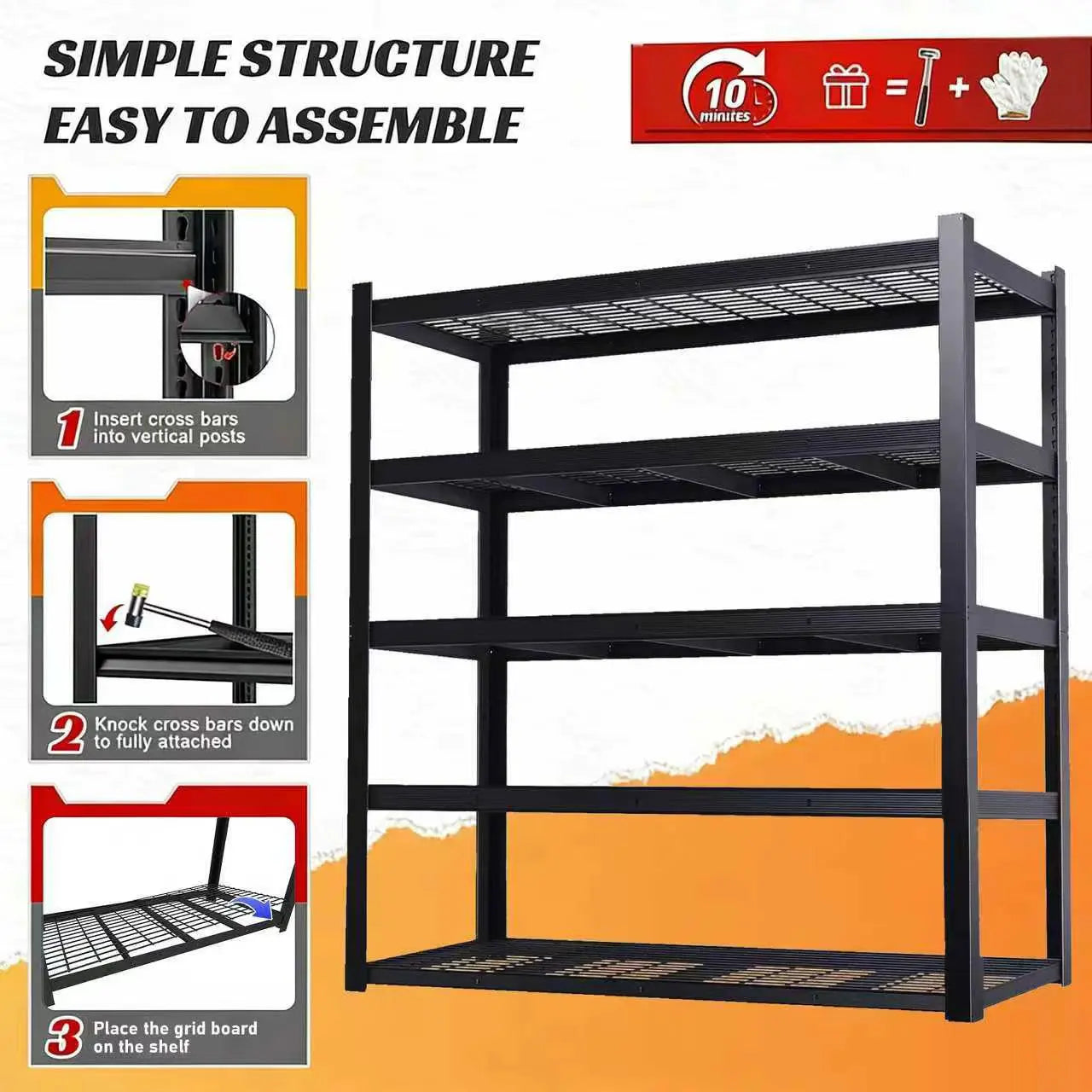 72" Adjustable Metal Double Layer Column Shelving, Commercial Grade Utility Rack for Garage/Kitchen