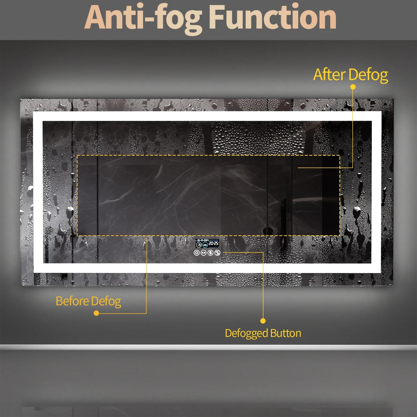 LED 48x24 Mirror with Dual Lights, Anti-Fog, Bluetooth Speaker, 3 Colors Temperature & Dimmable