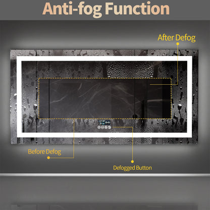 LED 48x24 Mirror with Dual Lights, Anti-Fog, Bluetooth Speaker, 3 Colors Temperature & Dimmable
