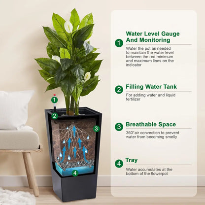2 PCS- 22.4 in. Planter-Indoor/Outdoor Taper Planter w/ Shelf Insert-Plastic