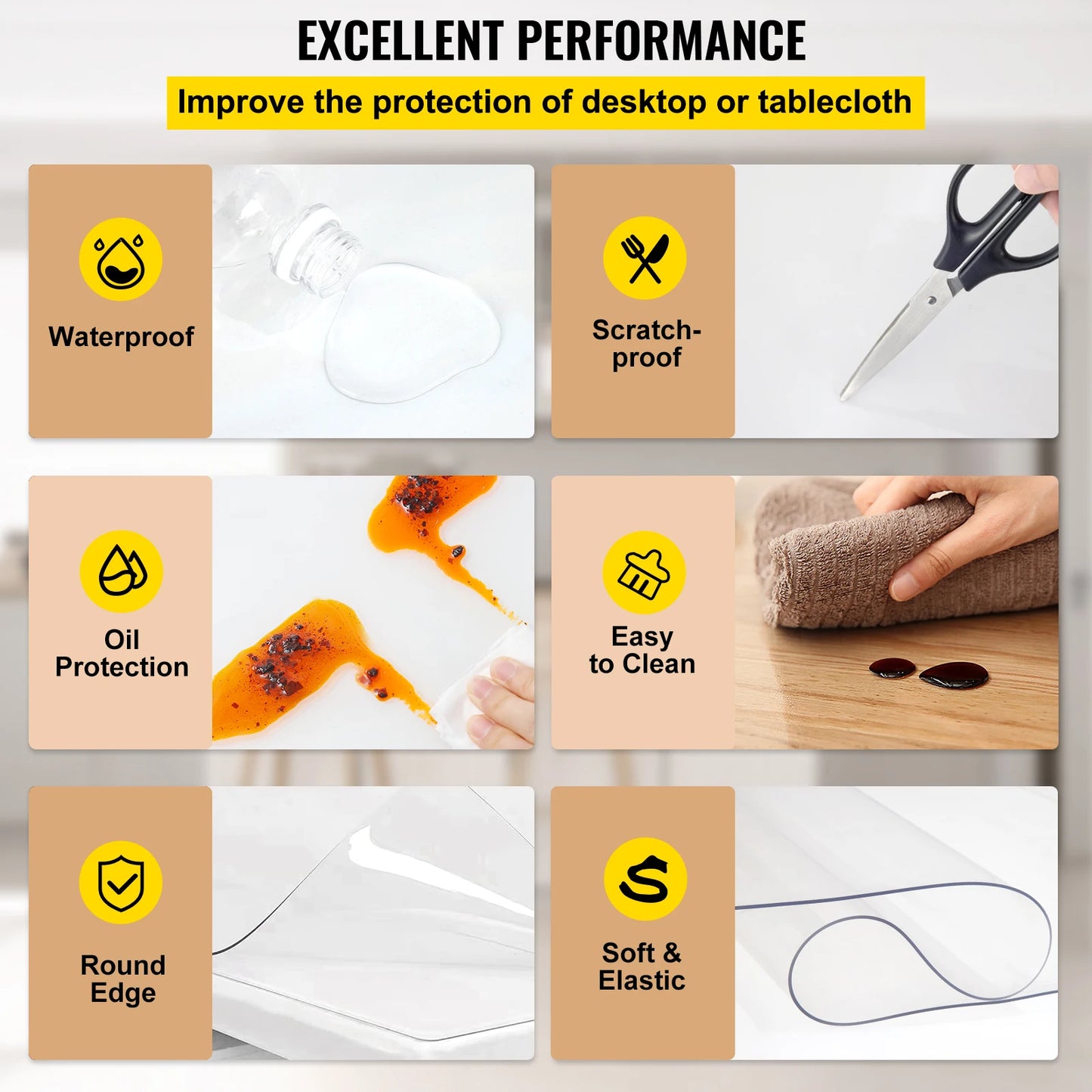1.5-2mm PVC Tablecloth Transparent Clear Cover