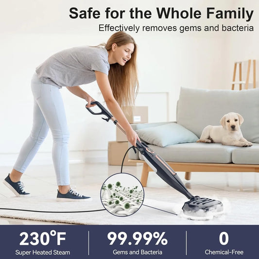 Steam Mop Cleaner w/Rotating Mop Pad-10 in 1-Lightweight