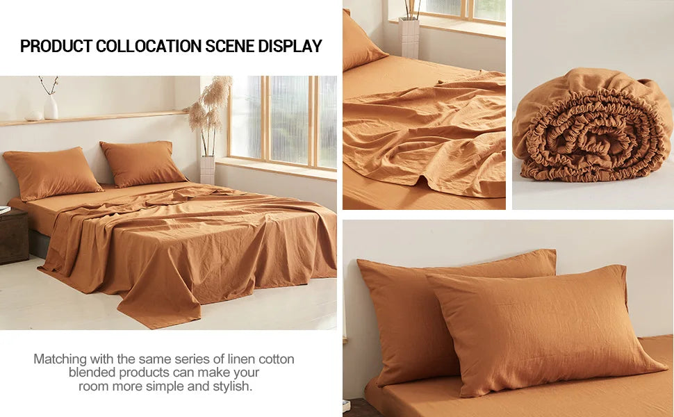 Linen Fitted Sheet (1 Piece) - 14 Inch Deep Pocket Mattress Cover