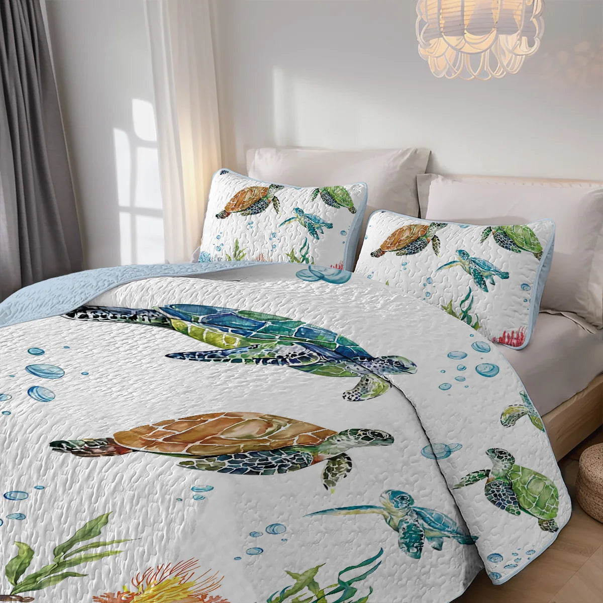 2/3-Pcs Floral Printed Quilt Set, Cal King, Queen, Twin Durable, Summer Bedding Set