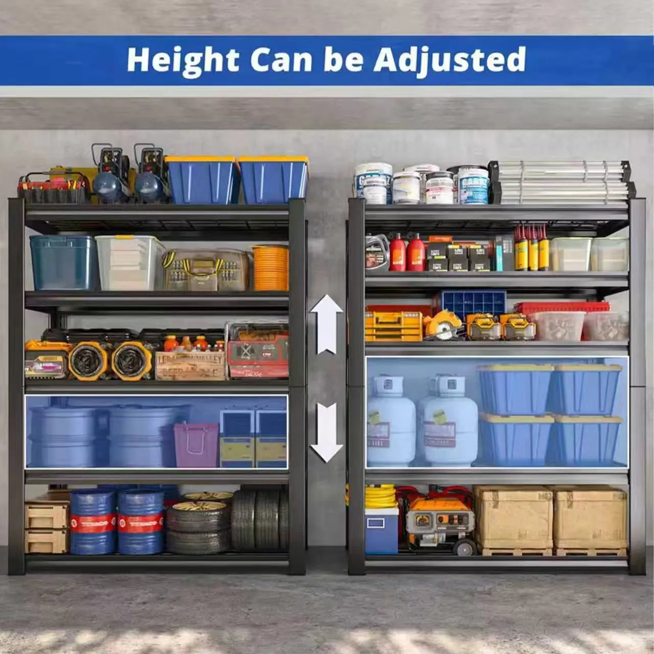 72" Adjustable Metal Double Layer Column Shelving, Commercial Grade Utility Rack for Garage/Kitchen
