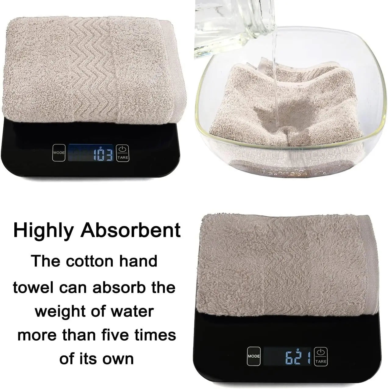 100% Cotton Hand Towels, Ultra Soft & Highly Absorbent Bathroom Face Towels 2-Pack Khaki