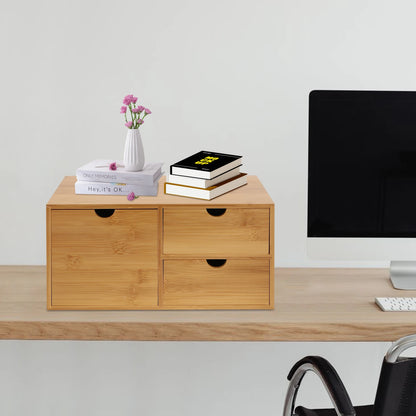 Bamboo Desk Organizer W/3 Drawers