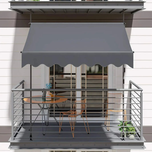 Outdoor Patio Awning Sunshade Shelter, Manual Retractable Awning/Canopy