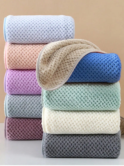 Extra Large 88x175cm Polyester Bath Towel, Hollow Square Knit, Soft Absorbent, 8 Pastel Colors