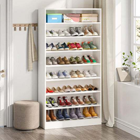 Heavy Duty Tall Wood Freestanding Shoe Storage Cabinet,