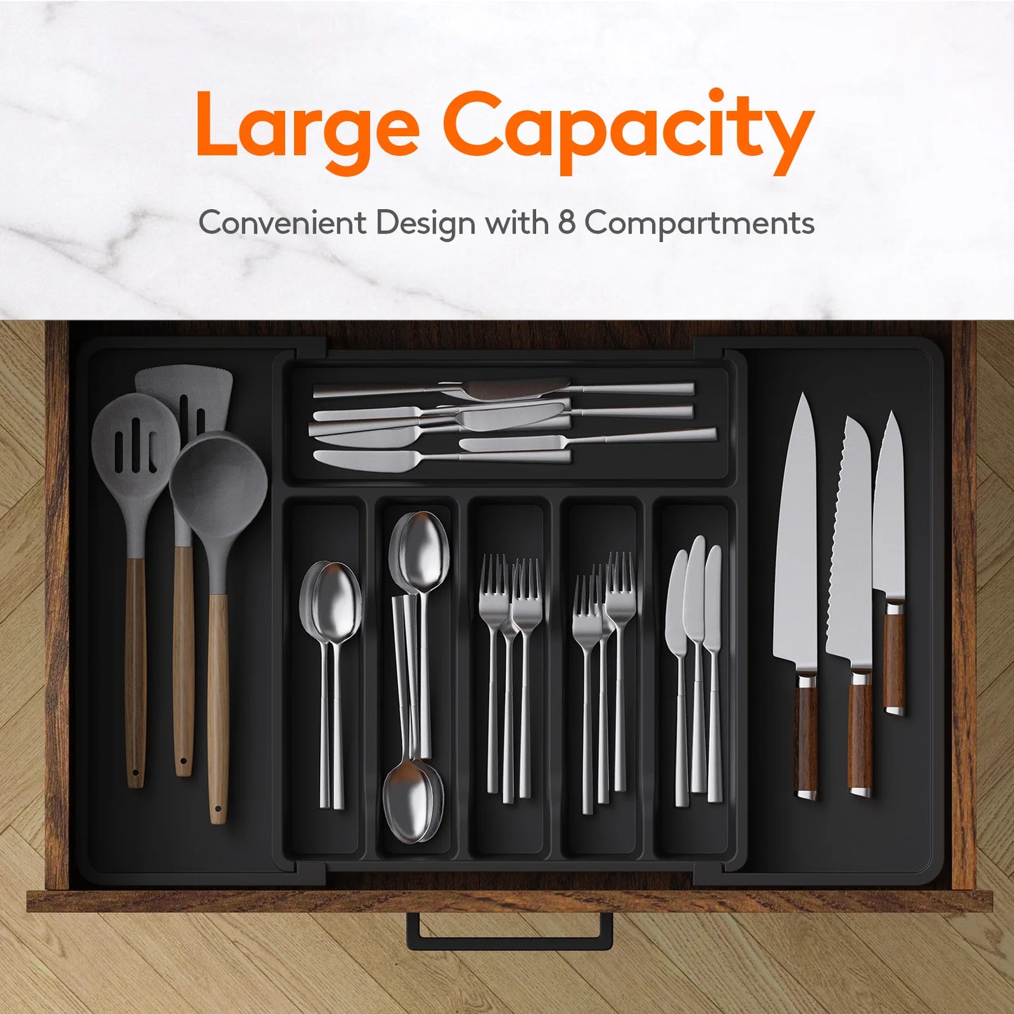 Large Expandable Silverware Organizer