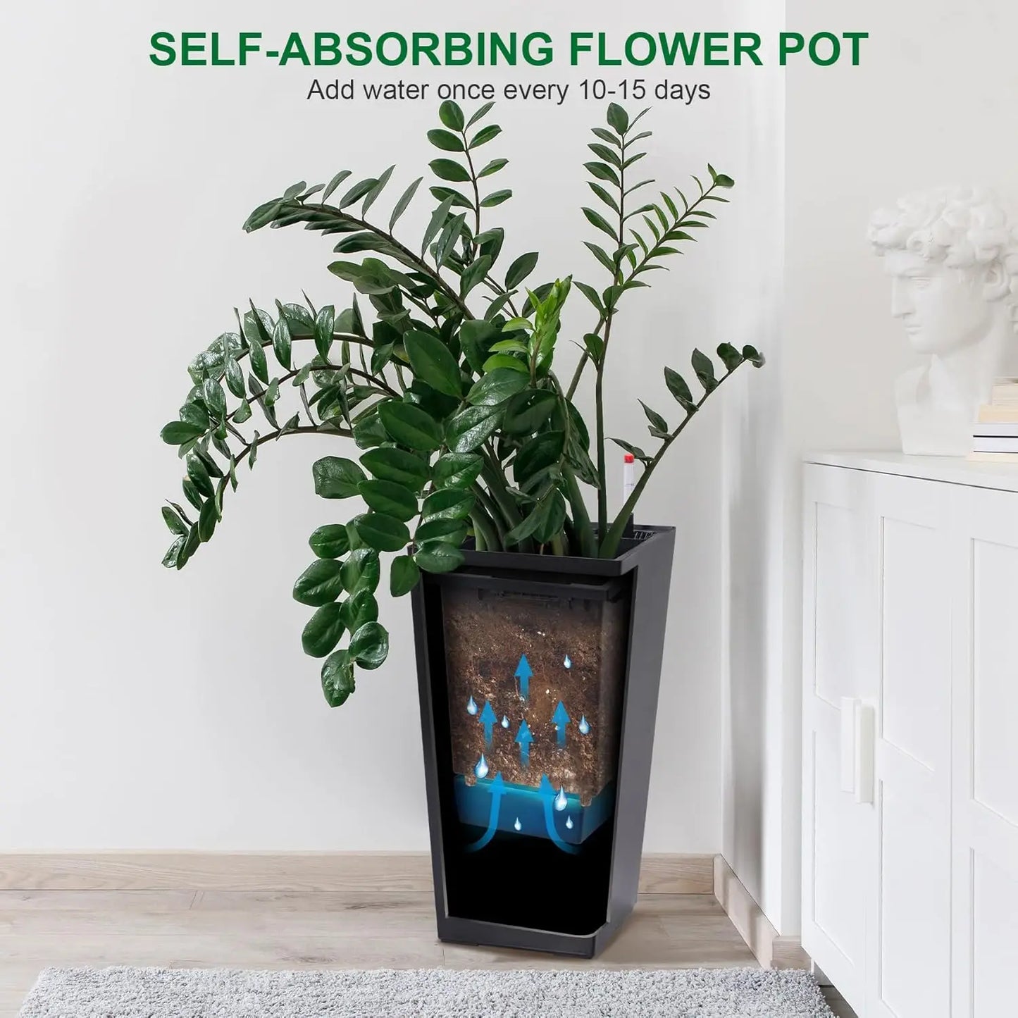 2 PCS- 22.4 in. Planter-Indoor/Outdoor Taper Planter w/ Shelf Insert-Plastic