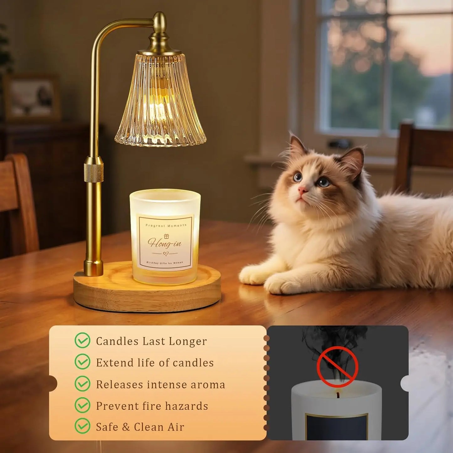 Timer Dimmable Candle Warmer Lamp, Adjustable Height Wax Melt Warmer