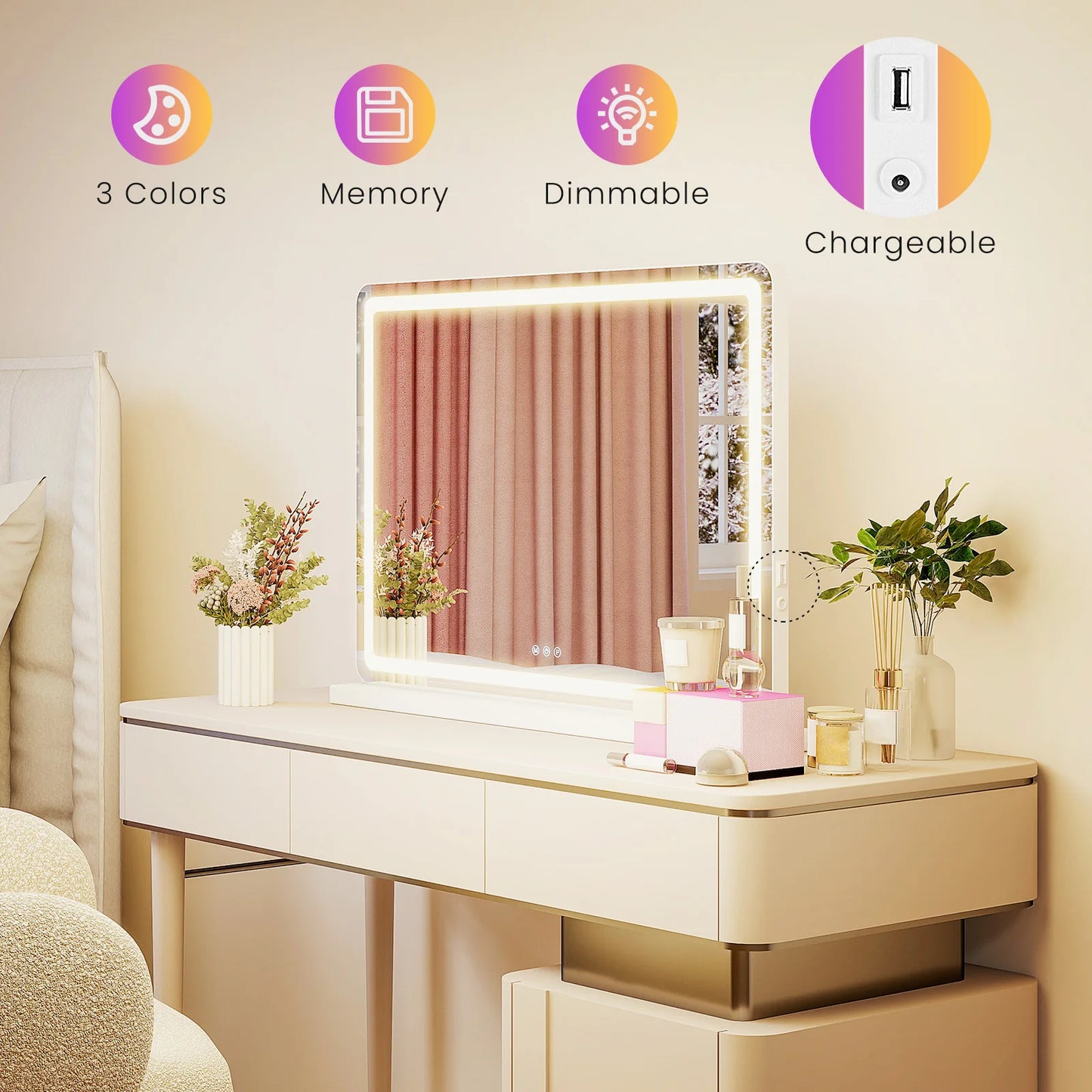 LED Vanity Makeup Mirror Dimmable