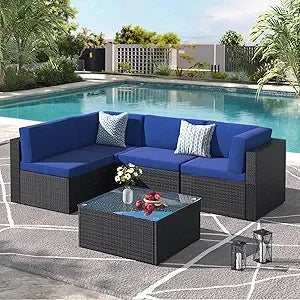 7 Piece Outdoor Patio Furniture Set, PE Rattan Outdoor Wicker Sectional Furniture