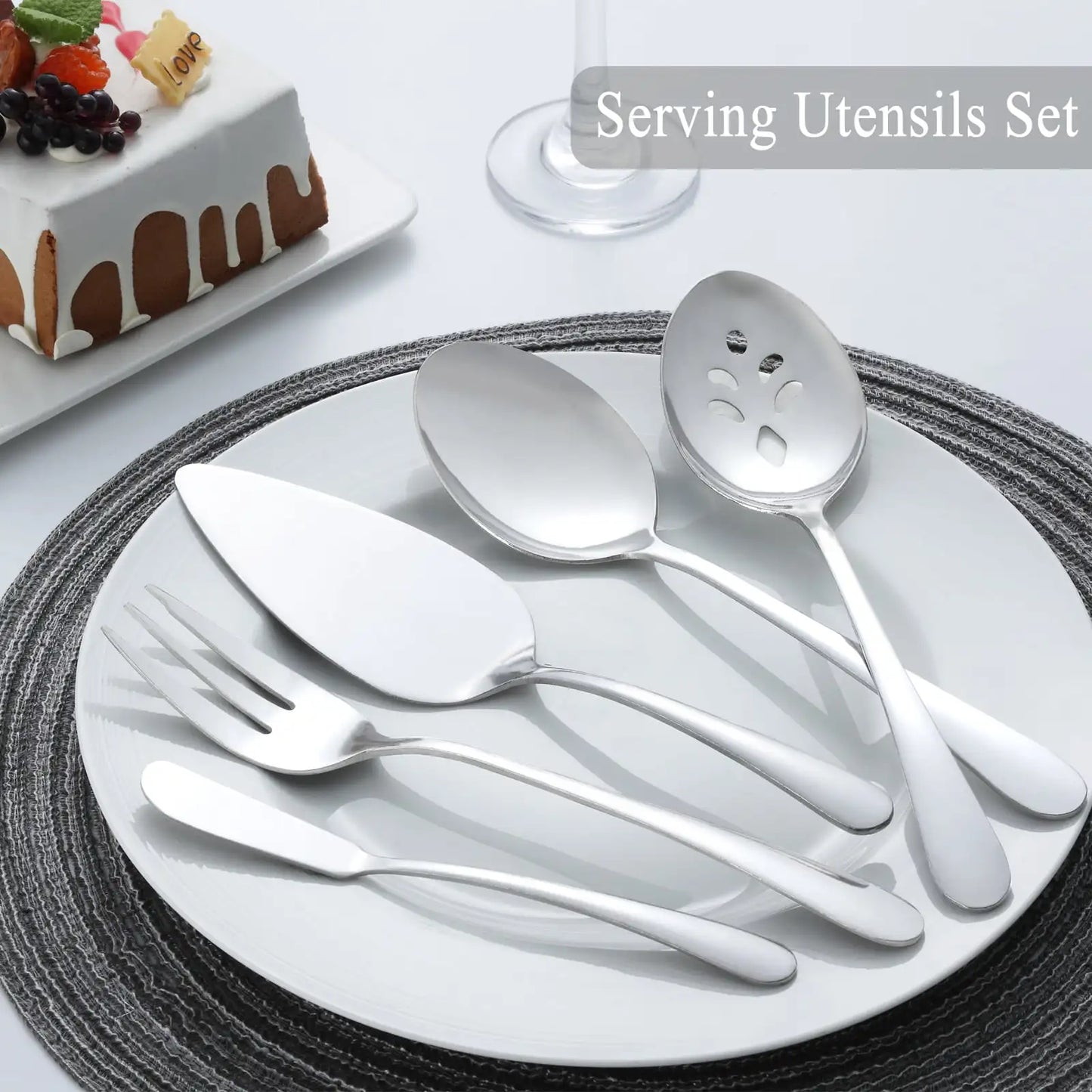 65 Pcs Stainless Steel for 12, with 5 Piece Serving Set