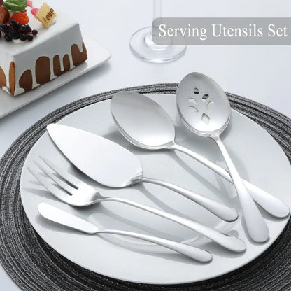 65 Pcs Stainless Steel for 12, with 5 Piece Serving Set
