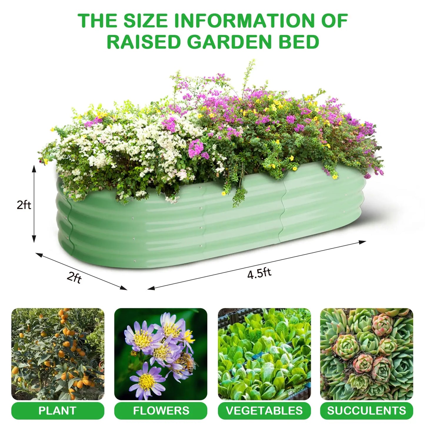 2-Pack Oval Galvanized Steel Raised Garden Bed- Open Base/Safety Edge