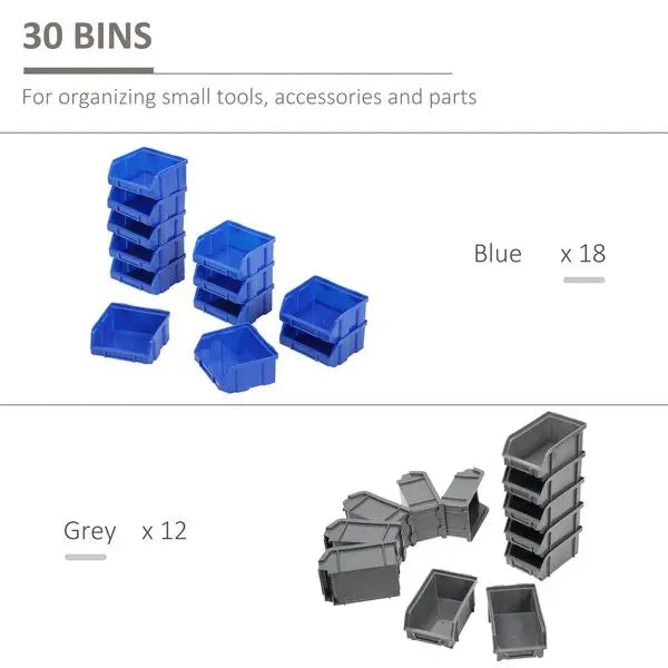 Wall-Mounted Wonder: 30-Bin Pegboard Rack Tool Organizer