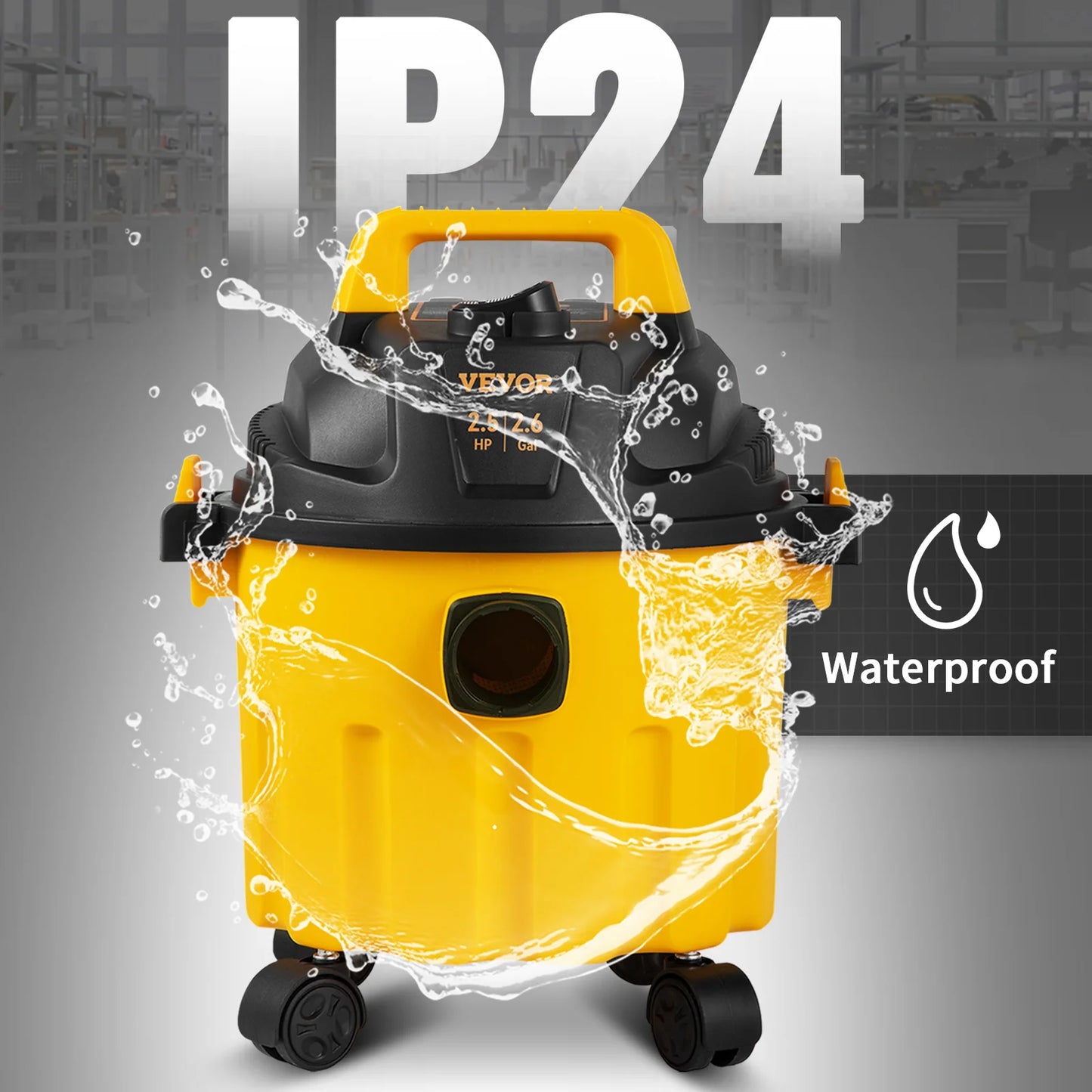 Wet Dry Vac Shop Vacuum-2.6 Gallon 2.5 HP- 3 in 1 Portable