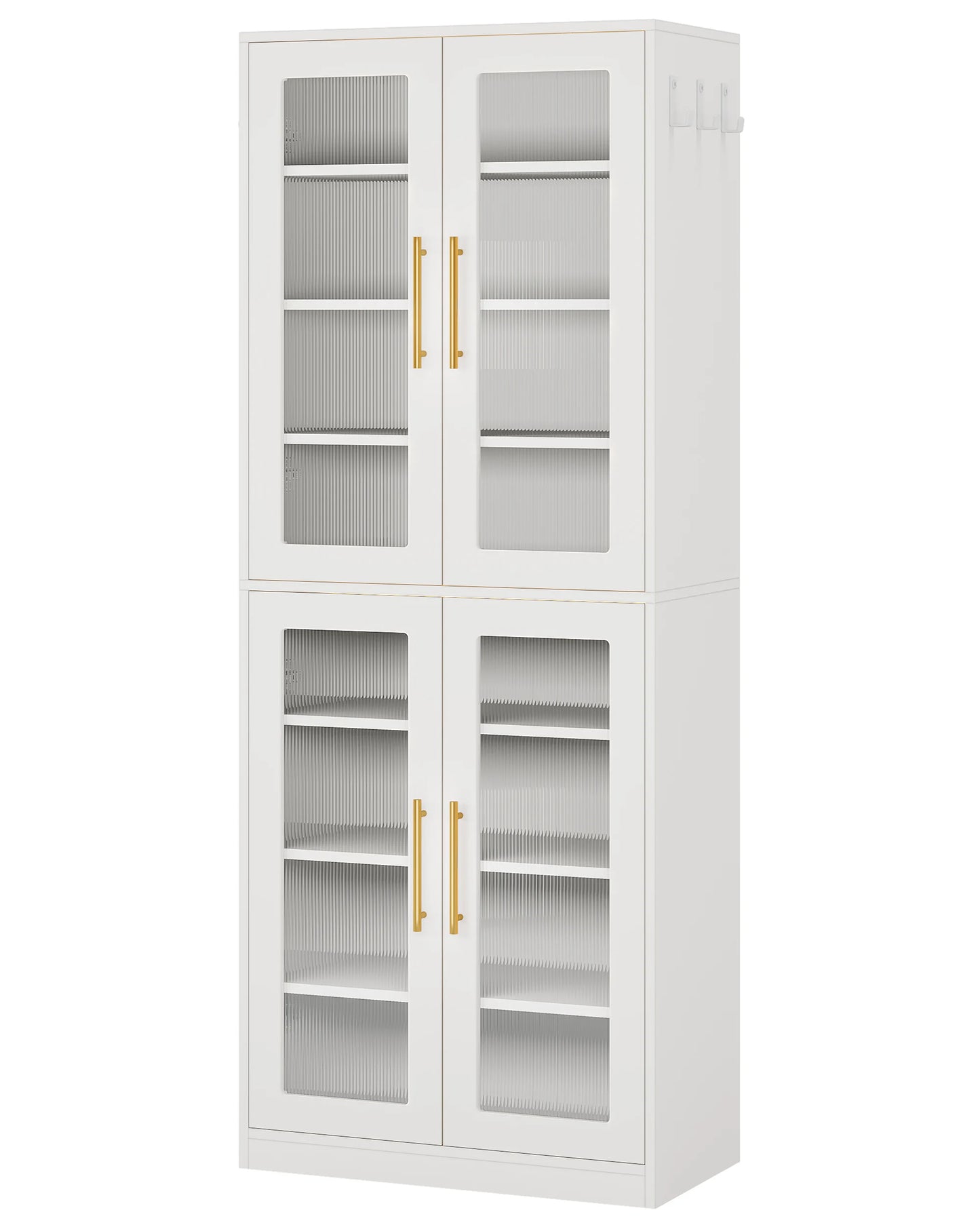 8-Tier Adjustable Shelves Shoe Cabinet, Acrylic Doors, LED Lights
