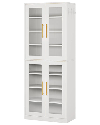 8-Tier Adjustable Shelves Shoe Cabinet, Acrylic Doors, LED Lights