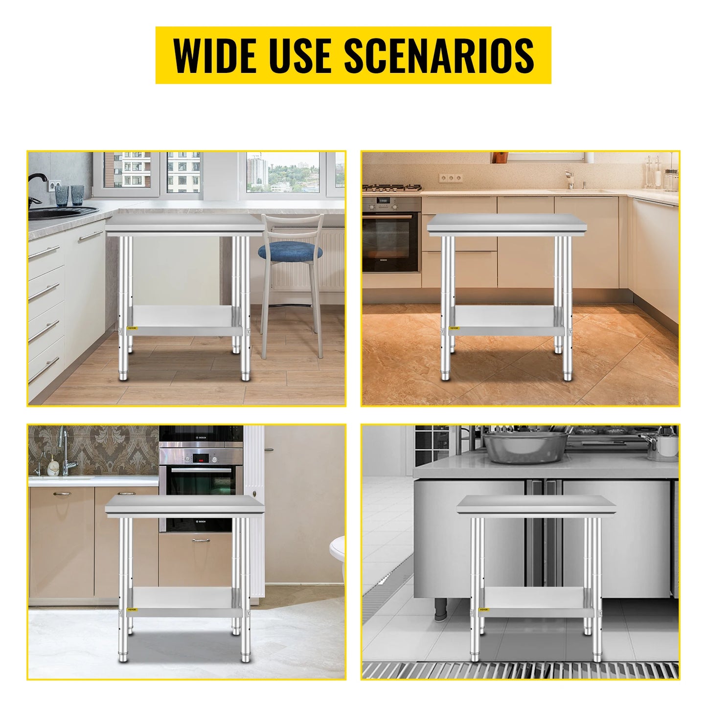Stainless Steel Kitchen Work Bench w/Undershelf