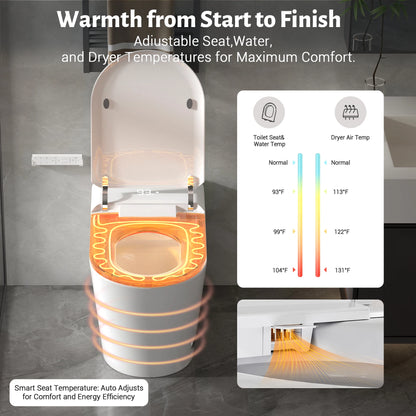 Smart Bidet Toilet-Heated Seat, Self-Cleaning, LED Display, Remote Control