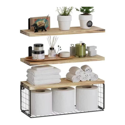 Wall Mounted Floating Shelves 3 Wood Farmhouse, Bathroom, Bedroom
